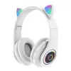 Bemi B39 Bērnu Bluetooth Bezvadu Austiņas ar Kaķa Ausīm, FM Radio, MP3, MicroSD un Telefona Zvanu - Balta
