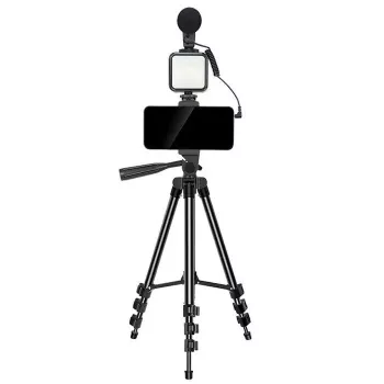 Elight M5 Vlog Smartphone Fix Video & Photo Kit ar LED gaismu, mikrofonu, statīvu 1.3m un tālvadības pulti