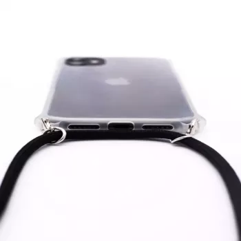 Evelatus Apple iPhone 11 Pro Max Maciņš ar Auklu Melns Caurspīdīgs
