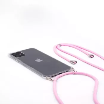 EVELATUS Apple iPhone X/XS Vāciņš ar Siksniņu Rozā Caurspīdīgs