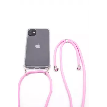 EVELATUS Apple iPhone X/XS Vāciņš ar Siksniņu Rozā Caurspīdīgs
