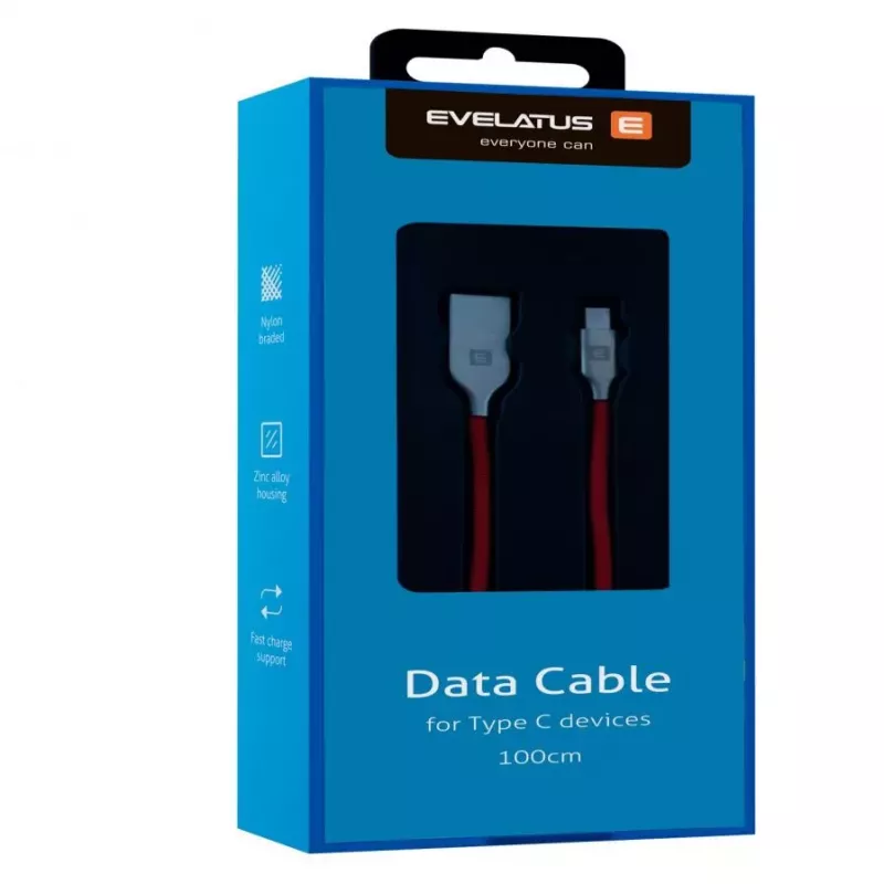 Evelatus USB-A–USB-C datu kabelis TPC06 1m Sarkans