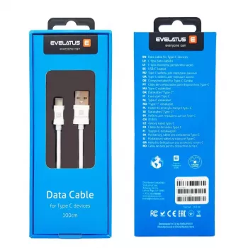 Evelatus TPC07 White USB-A–USB-C datu un uzlādes kabelis, 1,2 m, 15 W
