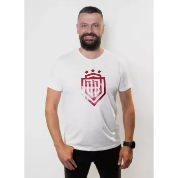 Dinamo Men's T-Shirt XL «DINAMO» with Red Metallic Printing White