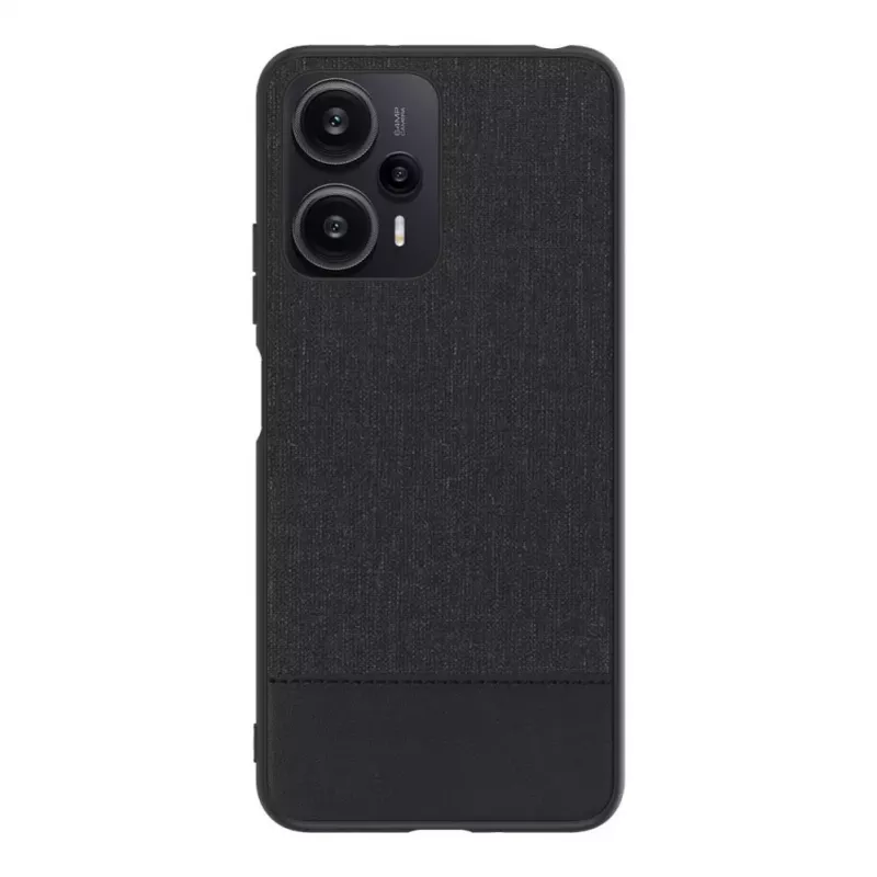 iLike Xiaomi Redmi Note 12 / Poco X5 plastmasas ādas aizmugures vāciņš melns