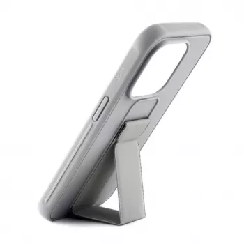 iLike Apple iPhone 15 Silicone Case with Stand Silver