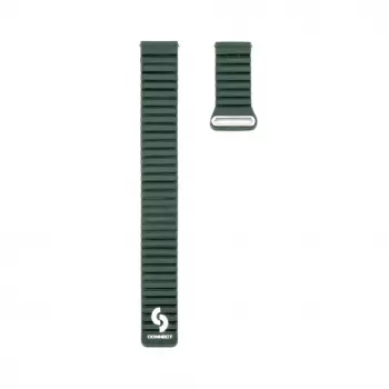 Connect 22mm Flat Head Leather - Silicone Loop Magnetic Watch Strap (130mm M/L) Forest Green