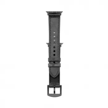 Connect Watch 38/40/41mm Silicone Patch Leather Watch Strap (132mm M/L) Black