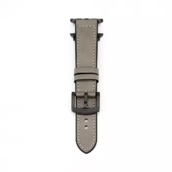 Connect Watch 42/44/45mm Silicone Patch Leather Watch Strap (132mm M/L) Silver