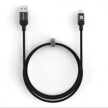 Evelatus USB-A to USB-C kabelis 1,2m Pīts Neilons Melns