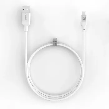 Evelatus USB-A to USB-C kabelis, 1,2m, alumīnija korpuss, pīts, balts