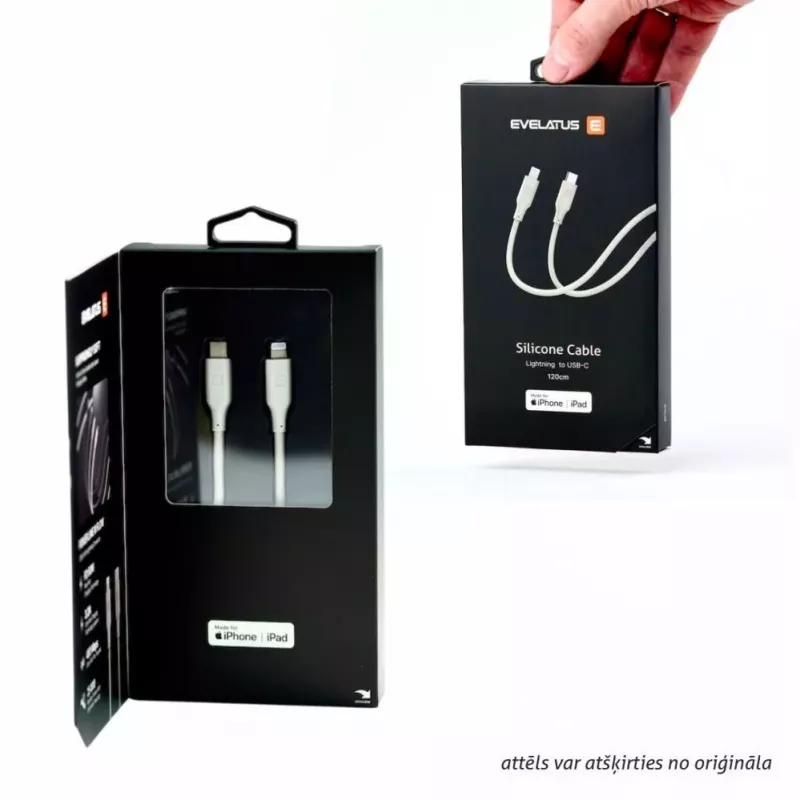 Evelatus USB-C to Lightning Silicone Cable 1,2m (MFI10CL) 60W / 20V 3A White
