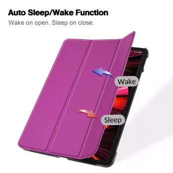 iLike IdeaTab M10 Plus 10.6 3rd Gen TB125 / TB128 Tri-Fold Eco-Leather Stand Case Purple
