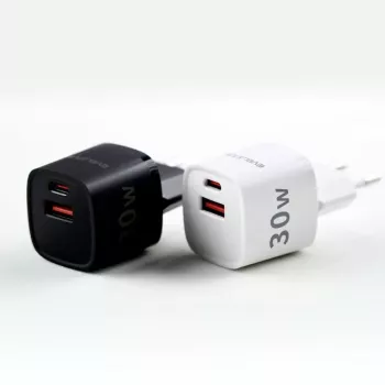 Evelatus USB-A un USB-C 30W Max ES Lādētājs Balts