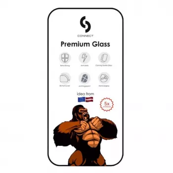 Connect Apple iPhone 16 Pro Max Corning Gorilla Glass Anti-Static 3D Full Cover 5X Stronger Black