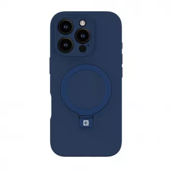 Evelatus Apple iPhone 16 Pro Max Premium MagSafe ar Statīvu Soft Touch Silikona Maciņš Tumši Zils