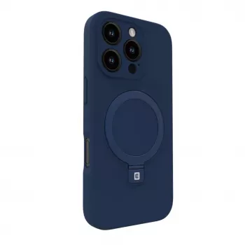 Evelatus Apple iPhone 16 Pro Max Premium MagSafe ar Statīvu Soft Touch Silikona Maciņš Tumši Zils