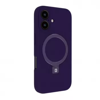 Evelatus Apple iPhone 16 Premium Magsafe ar Statīvu Soft Touch Silikona Maciņš Violetā Krāsā