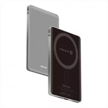 Evelatus PD20W 5000mAh Power Bank MagLink Elite ar bezvadu uzlādi Sudraba