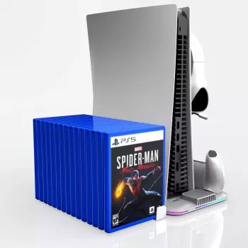 iLike DZ504 Slim Multi Dock Station PlayStation 5 PS5 kontrolleriem ar dzesēšanas ventilatoriem un RGB melna