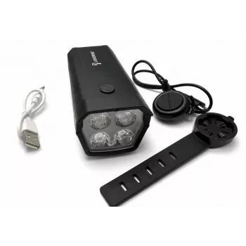 iLike Rechargeable Bicycle Headlight with 120dB Electric Horn, 300 Lumens LED Bike Light, USB Rechargeable, Handlebar Remote Switch