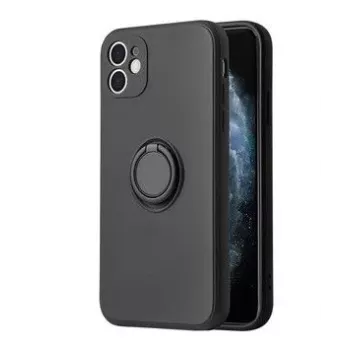 iLike Apple iPhone 14 Silicone Ring Case Black