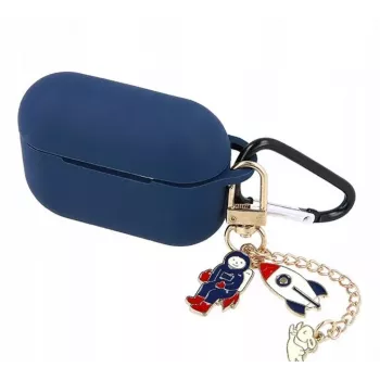 iLike Protective Silicone Case for Apple AirPods Pro 2 - Dark Blue with Pendant