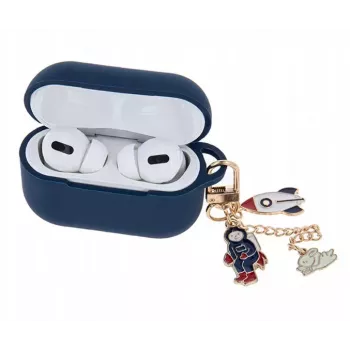 iLike Protective Silicone Case for Apple AirPods Pro 2 - Dark Blue with Pendant