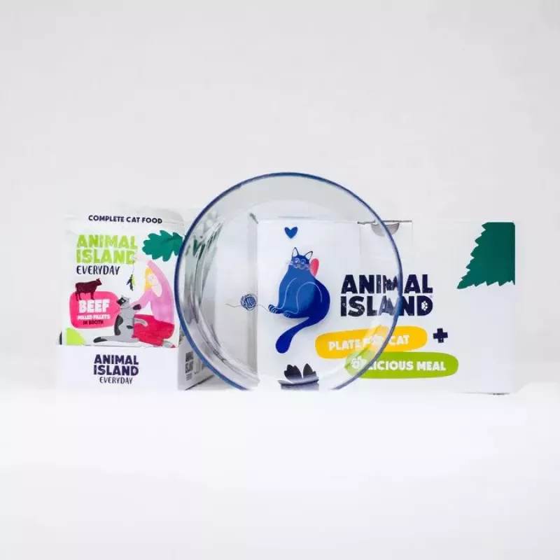 ANIMAL ISLAND Beef Fillets in Gravy 12x85g + Keramiskā barošanas bļoda