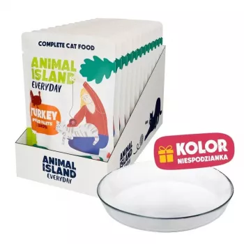 ANIMAL ISLAND Turkey Fillet mitrā kaķu barība 12x85g + šķīvis