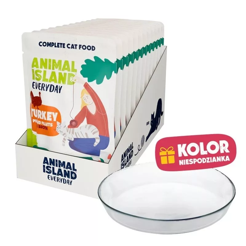 ANIMAL ISLAND Turkey Fillet in Gravy 12x85g + Serving Plate