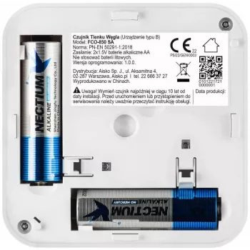 FIRESCO FCO-850 SA oglekļa monoksīda sensors ar LCD displeju, 10 gadu kalpošanas laiks