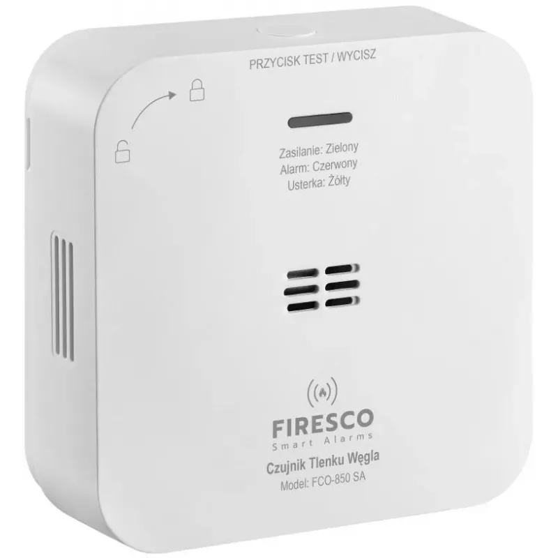 FIRESCO FCO-850 SA oglekļa monoksīda sensors ar LCD displeju, 10 gadu kalpošanas laiks