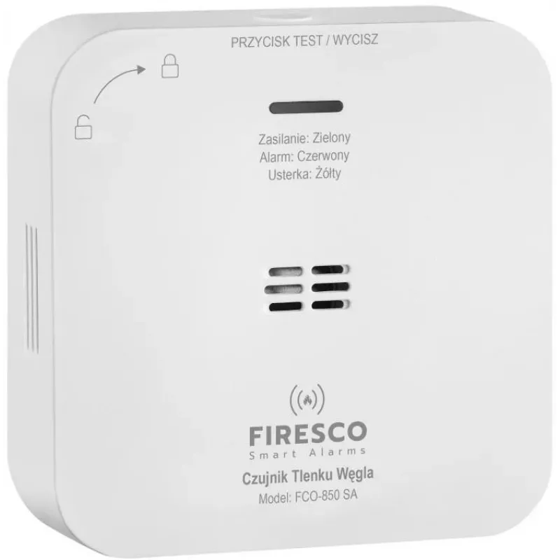FIRESCO FCO-850 SA oglekļa monoksīda sensors ar LCD displeju, 10 gadu kalpošanas laiks