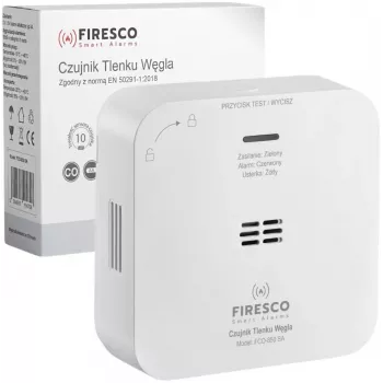 FIRESCO FCO-850 SA oglekļa monoksīda sensors ar LCD displeju, 10 gadu kalpošanas laiks