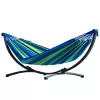 LEAN Garden Hammock with Frame for Two People, Green and Blue, 200x120 cm