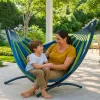 LEAN Garden Hammock with Frame for Two People, Green and Blue, 200x120 cm