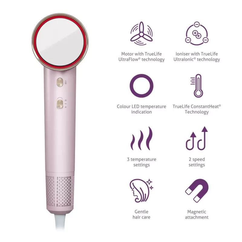 TLF TrueLife HairDryer D6 Fēns 1600 W Rozā