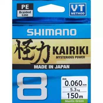 SHIMANO Kairiki 8 Pītā Makšķerēšanas Aukla 0.060mm 150m 5,3kg Mantis Green
