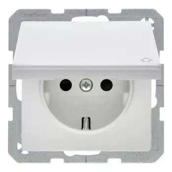 Berker 47516089 SCHUKO kontaktligzda ar veramu vāciņu Polar White Velvet