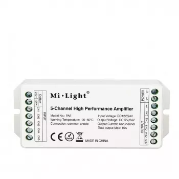 MIBOXER PA5 5-Kanālu LED Pastiprinātājs 12-24V DC PWM RGB+CCT RGBWW RGB Divbaltā Vienkrāsainā