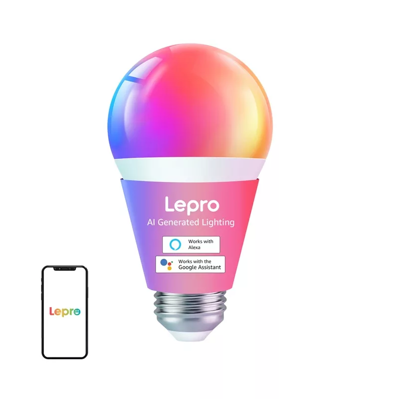 LEPRO B1 E27 LED spuldze ar Bluetooth un Wi-Fi, 806 lm, RGB un balto toni