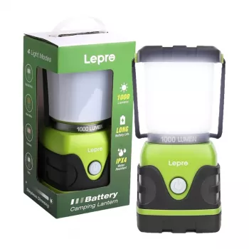 LEPRO 3300002 1000 lūmenu akumulatora kempinga lampa ar power bank, USB-C, 4400mAh, IPX4