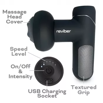 Reviber RV-MABS-EU/1,0 Shiatsu Muscle Massager ar infrasarkano siltumu, 8 mezgliem, 3 ātrumiem, melns