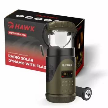 Hawk HWRDI430GN Radio Solar Dynamo ar Lukturīti