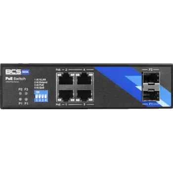 BCS BCS-B-ISP04G-2SFP Nepārvaldāms industriālais Ethernet slēdzis, 4 porti Gigabit RJ45 + 2 SFP, DIN sliede, IP40