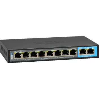BCS BCS-B-SP0802G 8-Port PoE+ Switch ar 2 Gigabit Uplink, 120W, Nepārvaldāms