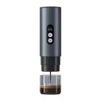 AMZCHEF CE-GC-CP024-BU Pārnēsājama kafijas automāts - Zils - 15 bāru espresso automāts Nespresso kapsulām un maltai kafijai ar 12V auto adapteri un USB auksto brūvēšanu