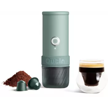 OUTIN Portable Electric Coffee Machine Mino Canyon Green 20 Bar 80ml USB-C