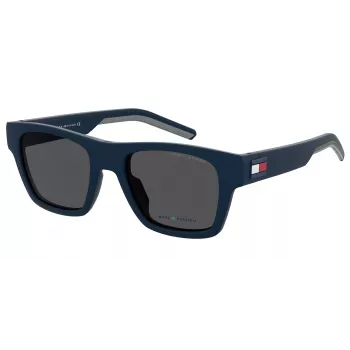 Tommy Hilfiger TH1975NSFLL Vīriešu taisnstūra saulesbrilles Melns/Pelēks 54mm